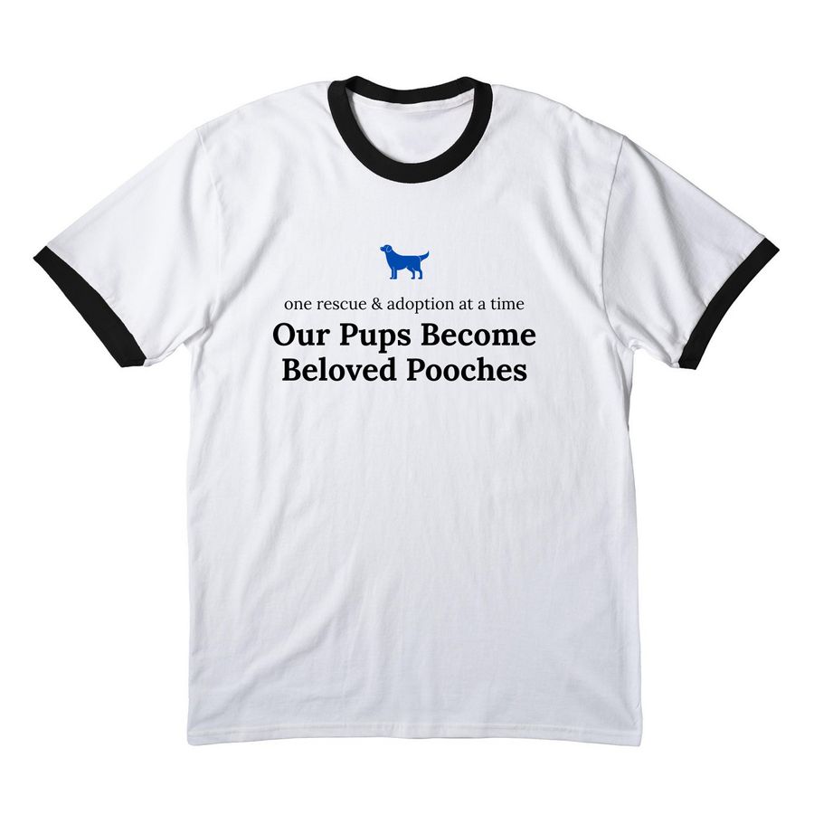 Beloved Pooches Tee, a White/ Jet Black Cotton Ringer Tee