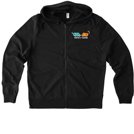 Vets in Vans, a Deep Black Allmade Organic French Terry Zip Up Hoodie