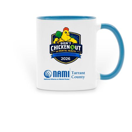 Don't Chicken Out Mug, a Light Blue Two-Tone Ceramic Mug