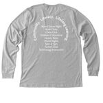 Indiana Free Library Logo (Front & Back), a Athletic Heather Premium Long Sleeve Tee (back-view)