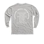Indiana Free Library Logo (Front & Back), a Sport Grey Youth Long Sleeve Tee (back-view)