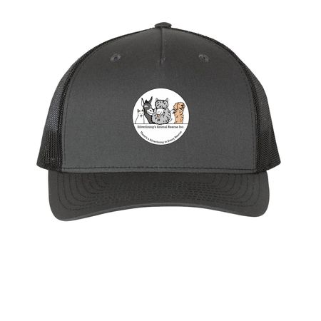 Rescue Hat, a Charcoal/ Black Printed Five-Panel Trucker Cap