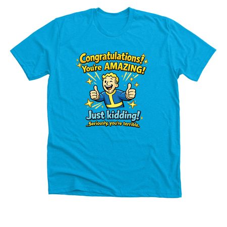 Congrats!, a Neon Blue Premium Unisex Tee