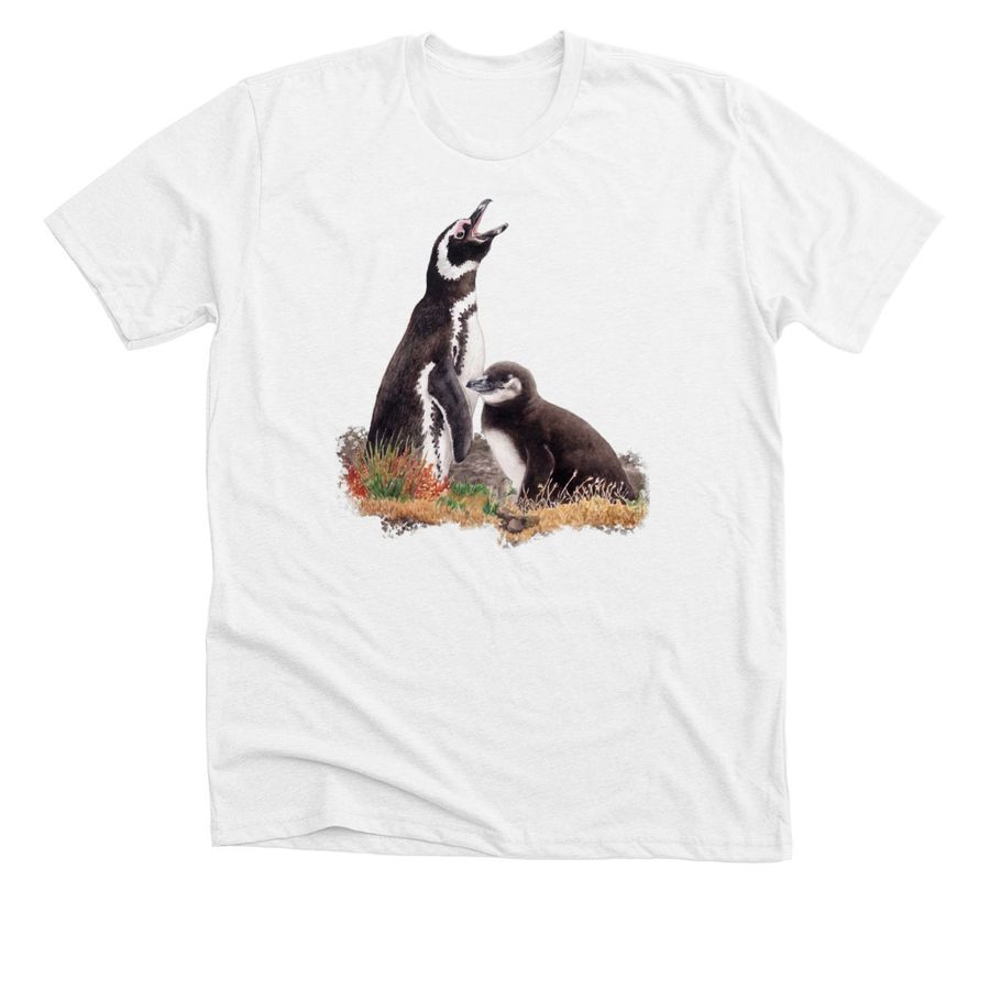 Magellanic Penguin-Black Logo, a Solid White Blend Premium Unisex Tee