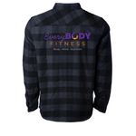 Self Love Club, a Charcoal Heather/ Black Unisex Flannel Shirt (back-view)