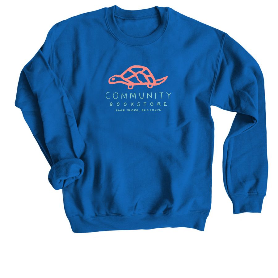 Community Bookstore Turtle, a Royal Blue Crewneck Sweatshirt