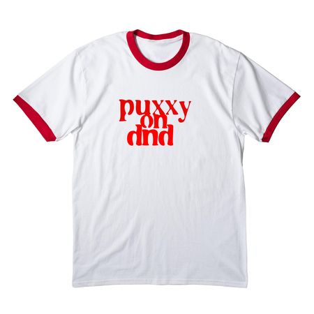 DND, a White/ Red Cotton Ringer Tee