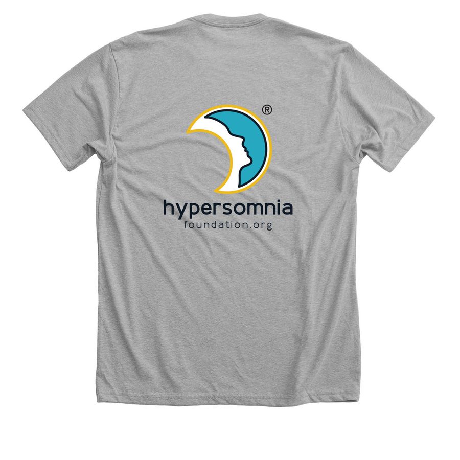 Hypersomnia Foundation T-shirt, a Athletic Heather Premium Unisex Tee (back-view)