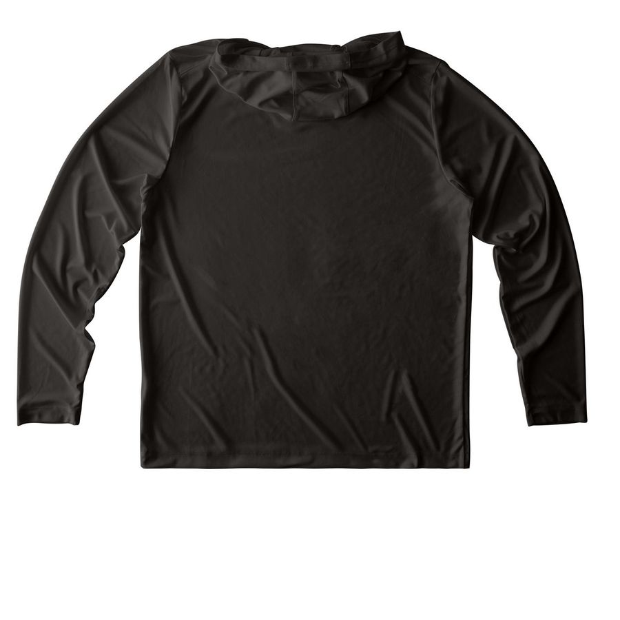 Y.P.O. VALLEY, a Black UV Performance Long Sleeve Hoodie (back-view)