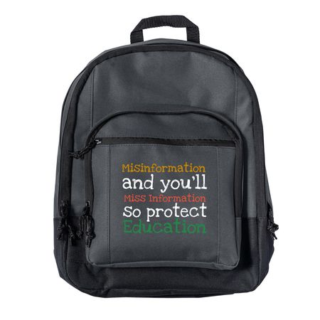 Misinformation & You'll Miss Information Bag, a Dark Charcoal Everyday Backpack