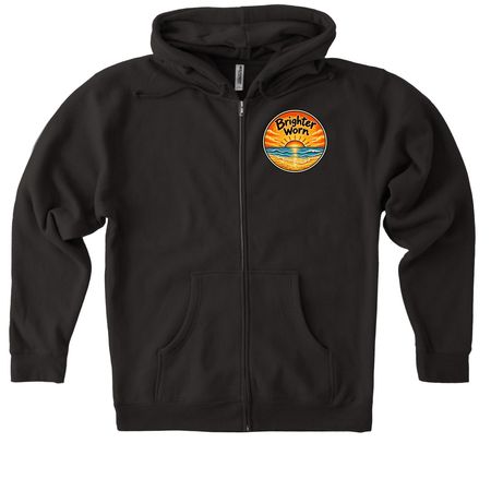 Brighter Worn &nbsp;, a Black Heavyweight Zip Up Hoodie