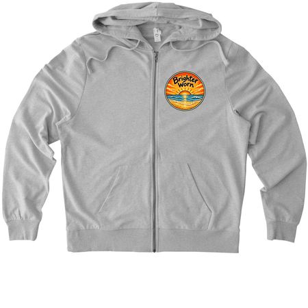 Brighter Worn &nbsp;, a Granite Grey Heather Allmade Organic French Terry Zip Up Hoodie