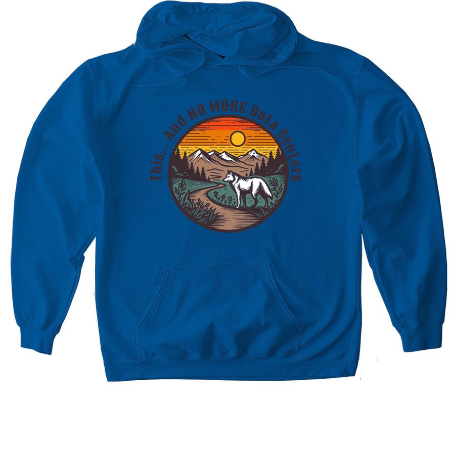 NO MORE Data Centers, a Royal Gildan Softstyle Pullover Hoodie