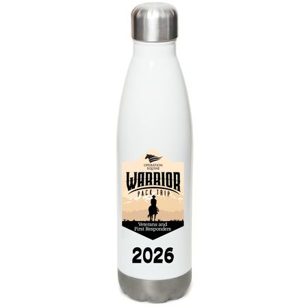 2026 WARRIOR PackTrip Water Bottle Fundraiser, a White Stainless Steel Water Bottle