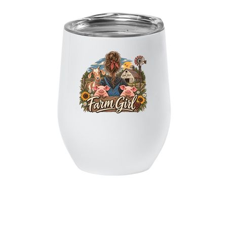 Farm Girl - Insulated Wine Tumbler, a White Insulated Wine Cup