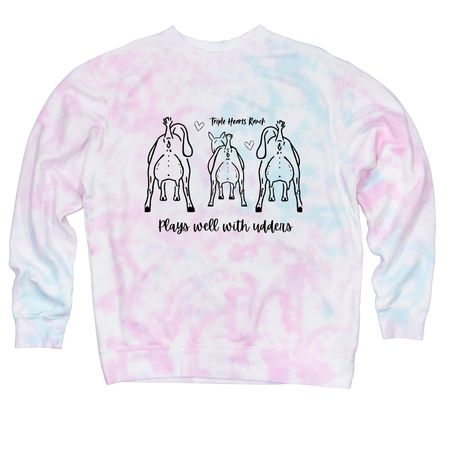 Udders, a Cotton Candy Tie Dye Crewneck Sweatshirt