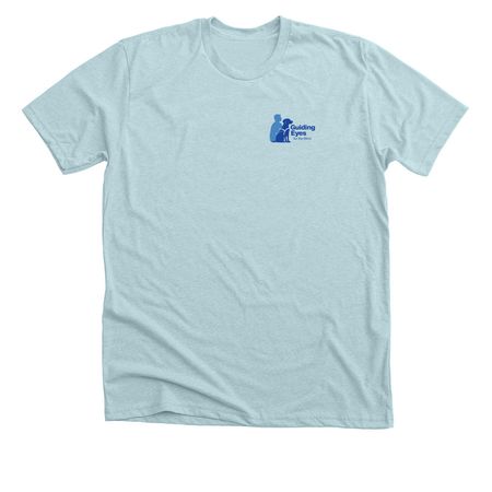 Walk by Faith, Not by Sight, a Heather Ice Blue Premium Unisex Tee (back-view)