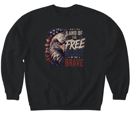 Land of the Free, a Black Softstyle Crewneck Sweatshirt