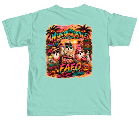 Islander 10.28.26, a Chalky Mint Comfort Colors Unisex Tee (back-view)