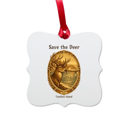 Coalition to Save Catalina Island Deer, a White Aluminum Square Ornament