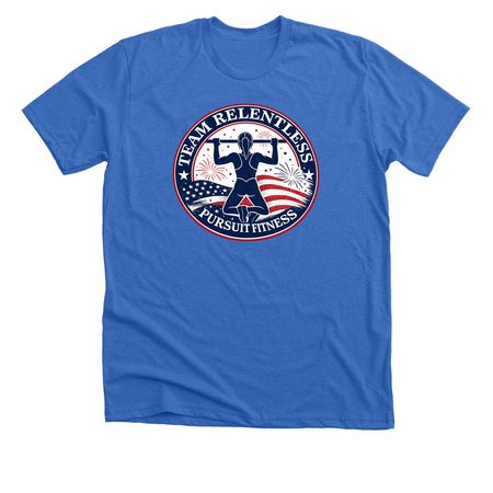 Red, White and Relentless, a Heather True Royal Premium Unisex Tee