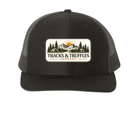 Tracks & Truffles Co. ? Trailborn Apparel, a Black Printed Snapback Trucker Cap