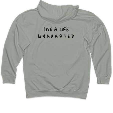 live a life unhurried, a Dusty Sage Midweight Pullover Hoodie