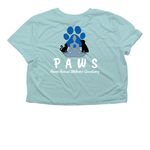 PAWS Paw Top, a Dusty Blue Women?s Flowy Cropped Tee (back-view)