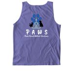 PAWS Paw Top, a Violet Comfort Colors Tank Top (back-view)