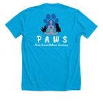 PAWS Paw Top, a Neon Blue Premium Unisex Tee (back-view)