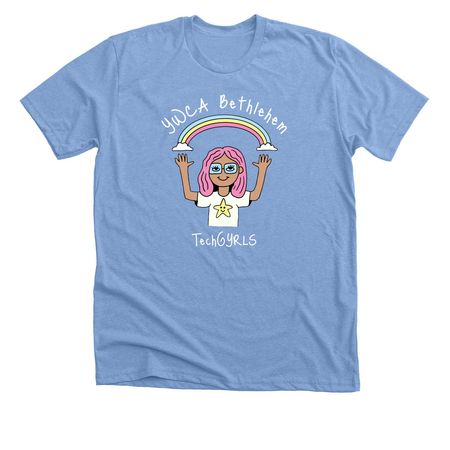 YWCA Bethlehem TechGYRLS, a Heather Carolina Blue Premium Unisex Tee