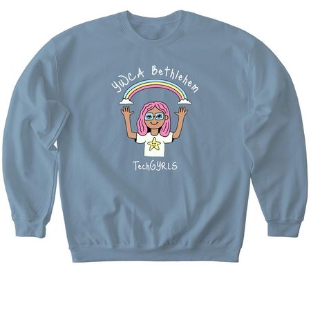 YWCA Bethlehem TechGYRLS, a Stone Blue Softstyle Crewneck Sweatshirt