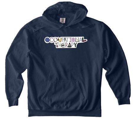 Occupational Therapy, a True Navy Comfort Colors Pullover Hoodie