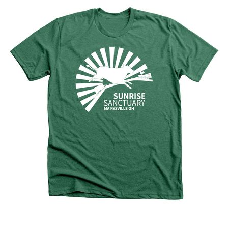 Classic Logo In White, a Heather Grass Green Premium Unisex Tee