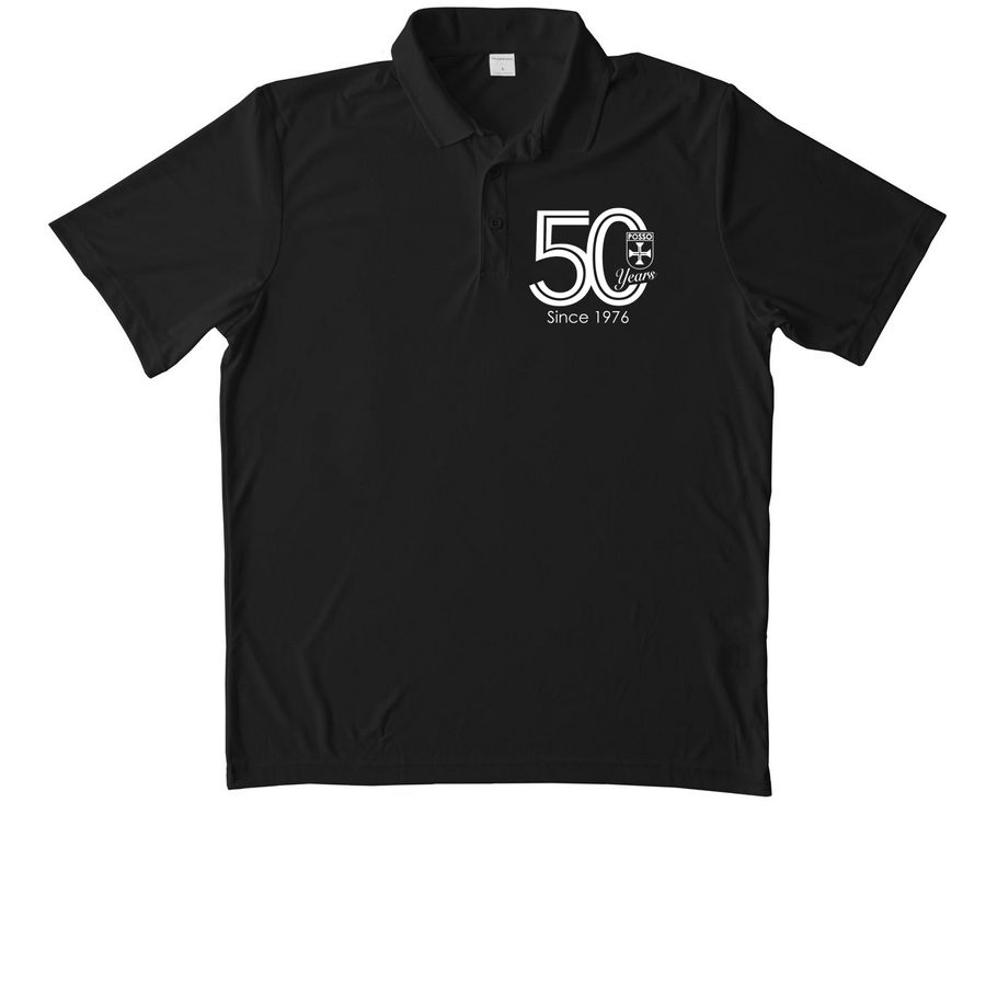 POSSO 50th Anniversary Polo, a Black Unisex Performance Polo