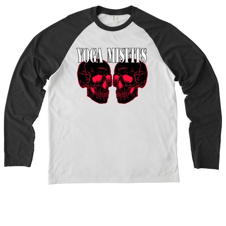 Yoga Misfits Skellies Tee, a Space Black/ Bright White Allmade Eco Triblend Colorblock Raglan Long Sleeve Tee