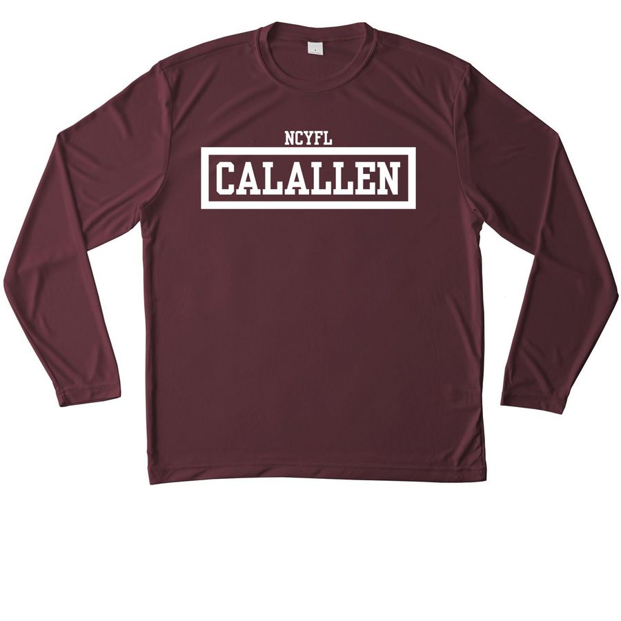 2026 NCYFL, a Maroon Unisex Performance Long Sleeve Tee
