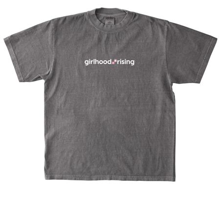 Girlhood Rising Logo Wear, a Cement Heavyweight Garment Dye Tee