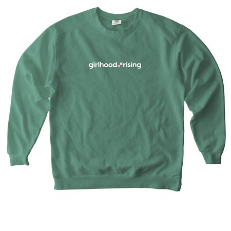 Girlhood Rising Logo Wear, a Light Green Comfort Colors Crewneck Sweatshirt