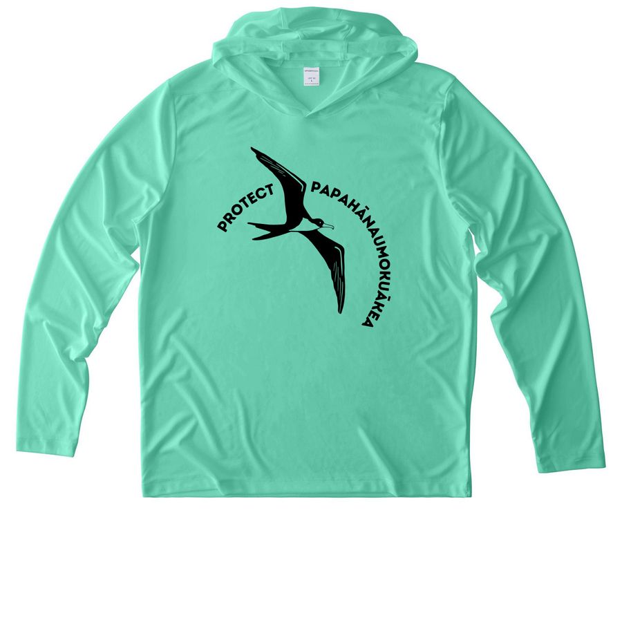 Protect Papah?naumoku?kea - ?Iwa athletic, a Bright Seafoam UV Performance Long Sleeve Hoodie