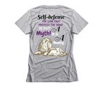 My Lion Laid Down With My Sheep, a Dark Heather Grey Women's Slim Fit Tee (back-view)