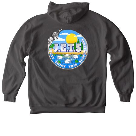 Just Enjoy This Sweater, a Pepper Comfort Colors Pullover Hoodie (back-view)