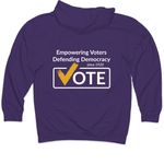 LWVLA - Defending Democracy (checkmark), a Purple Midweight Pullover Hoodie (back-view)