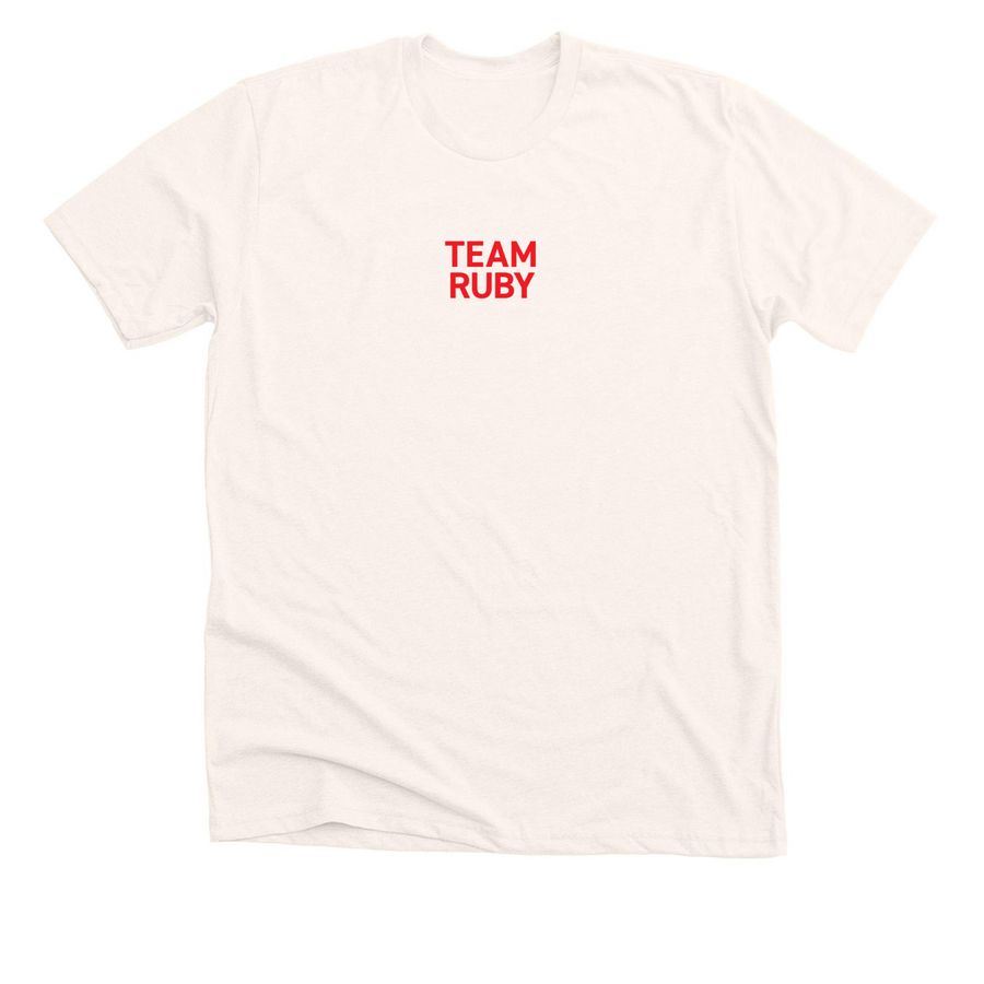Team Ruby, a Heather Natural Premium Unisex Tee