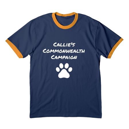 Campaign Tee, a Navy/ Gold Cotton Ringer Tee