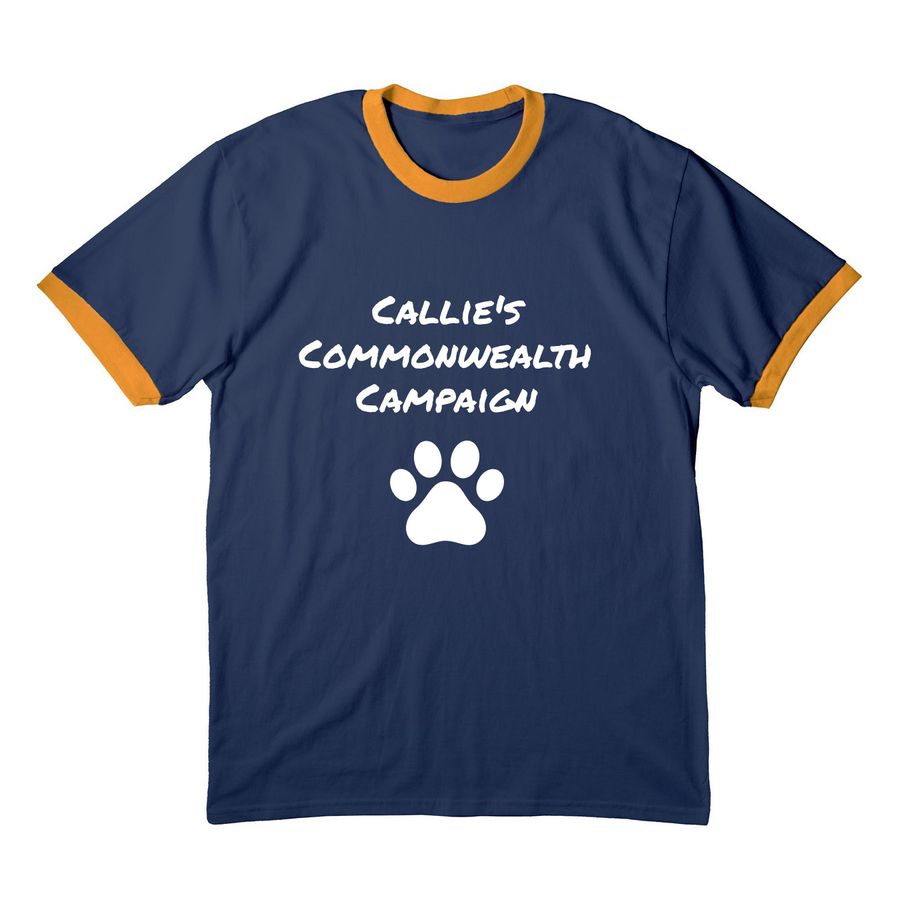 Campaign Tee, a Navy/ Gold Cotton Ringer Tee