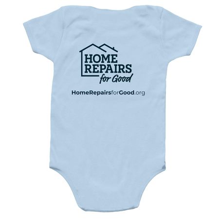 Good for Indy, a Light Blue Infant Onesie (back-view)