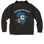 Changing the world, two wheels at a time, a Deep Black Allmade Organic CVC Pullover Hoodie (back-view)