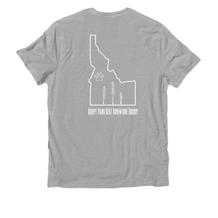 Eco Friendly: Adopt Your Next Adventure Buddy, a Granite Grey Heather Allmade Organic Cotton Unisex Tee (back-view)