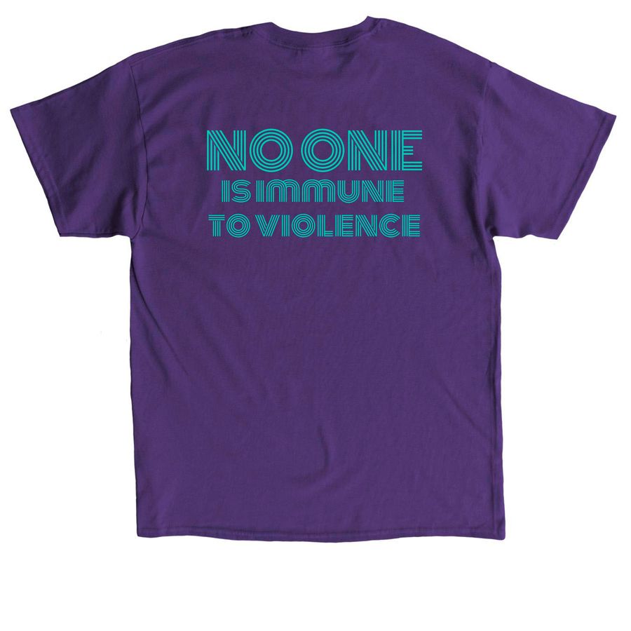 No One is Immune to Violence, a Purple Classic Unisex Tee (back-view)